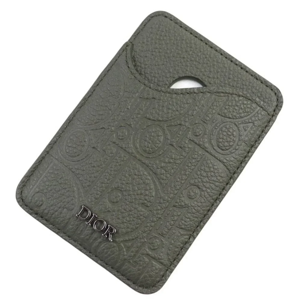 Christian Dior 2 flg Saddle Logo Magnet Gravity Leather Card Holder Card Case